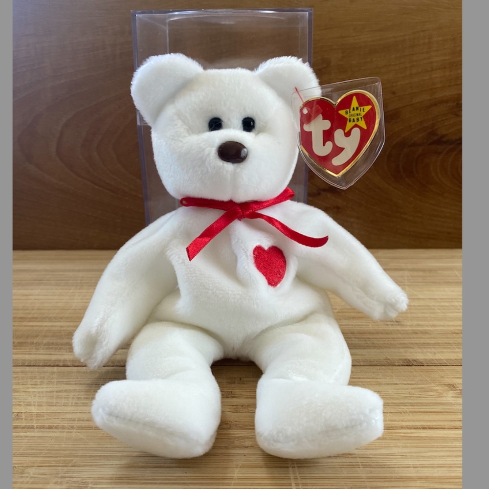 TY Beanie Baby - VALENTINO the White Bear